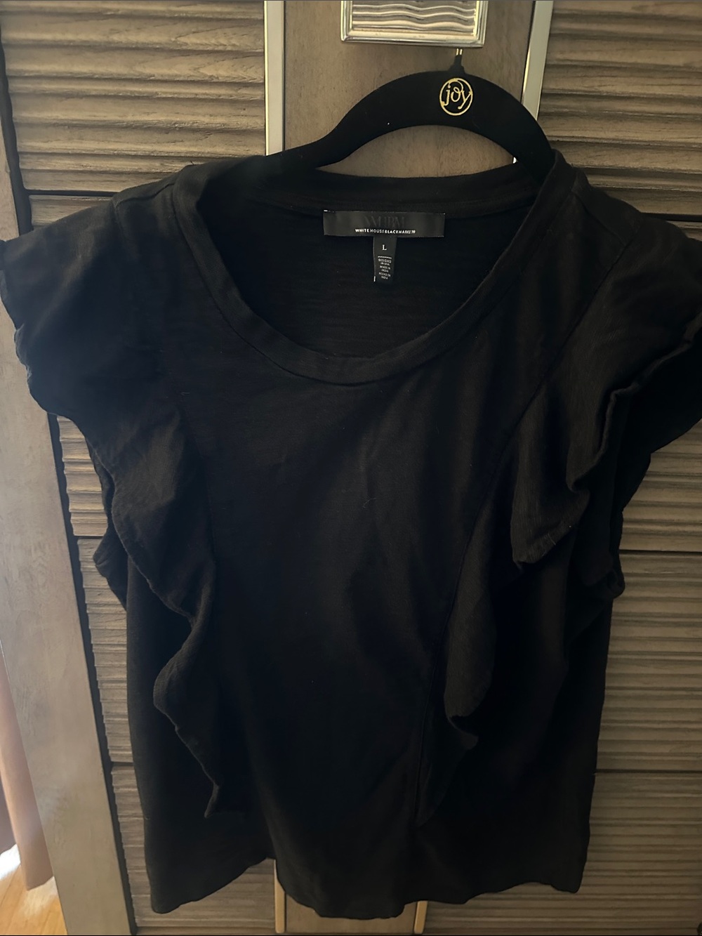 WHBM Black Ruffle Sleeve Short-Sleeve Tee